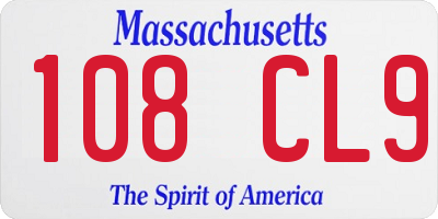 MA license plate 108CL9