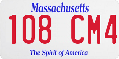 MA license plate 108CM4