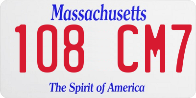 MA license plate 108CM7