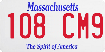 MA license plate 108CM9