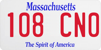 MA license plate 108CN0