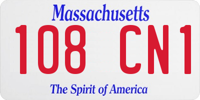 MA license plate 108CN1