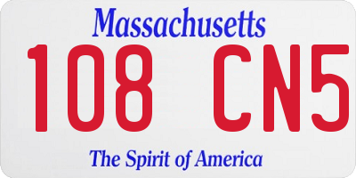MA license plate 108CN5