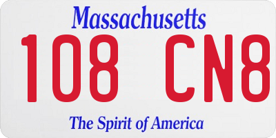 MA license plate 108CN8