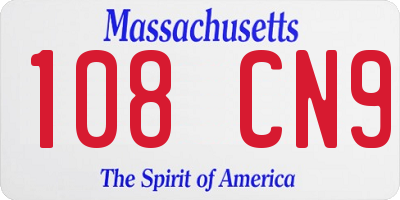 MA license plate 108CN9