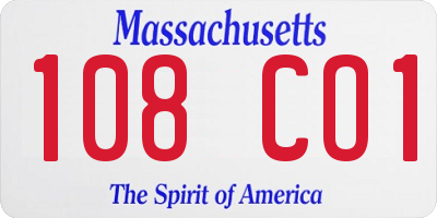 MA license plate 108CO1