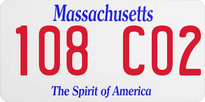 MA license plate 108CO2