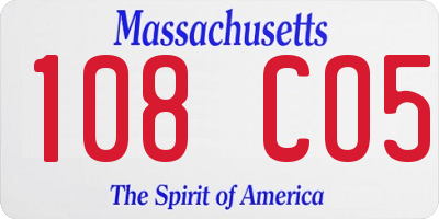 MA license plate 108CO5