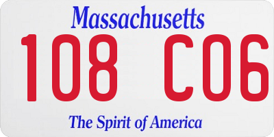 MA license plate 108CO6