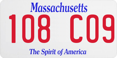 MA license plate 108CO9