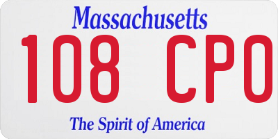 MA license plate 108CP0