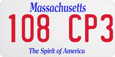 MA license plate 108CP3