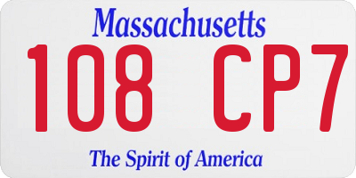 MA license plate 108CP7