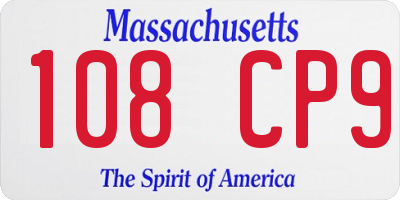 MA license plate 108CP9
