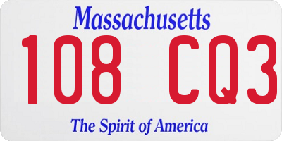 MA license plate 108CQ3