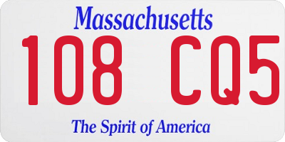 MA license plate 108CQ5