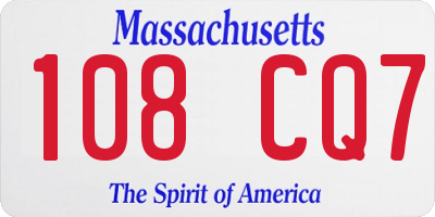 MA license plate 108CQ7