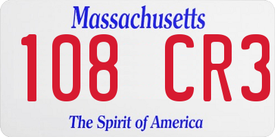 MA license plate 108CR3