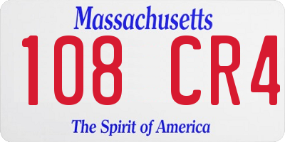 MA license plate 108CR4