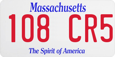 MA license plate 108CR5