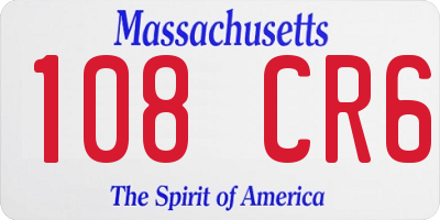 MA license plate 108CR6
