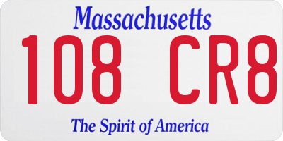 MA license plate 108CR8