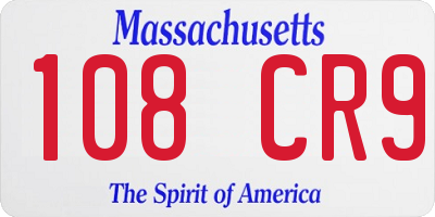 MA license plate 108CR9