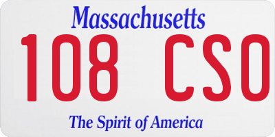 MA license plate 108CS0