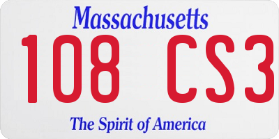 MA license plate 108CS3