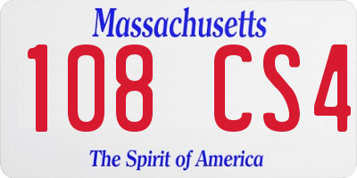 MA license plate 108CS4