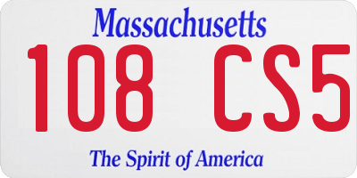 MA license plate 108CS5