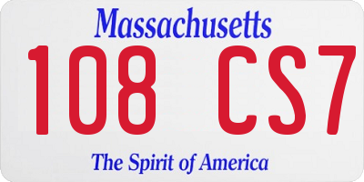 MA license plate 108CS7