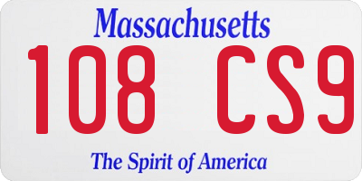 MA license plate 108CS9