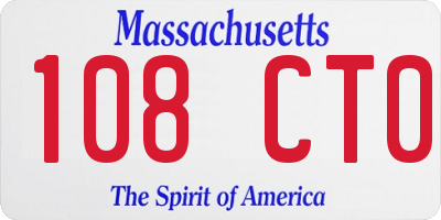 MA license plate 108CT0