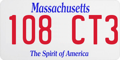 MA license plate 108CT3