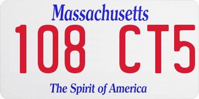 MA license plate 108CT5