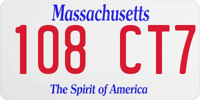 MA license plate 108CT7