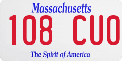 MA license plate 108CU0