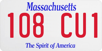 MA license plate 108CU1
