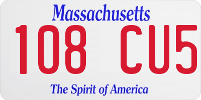 MA license plate 108CU5