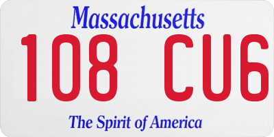 MA license plate 108CU6