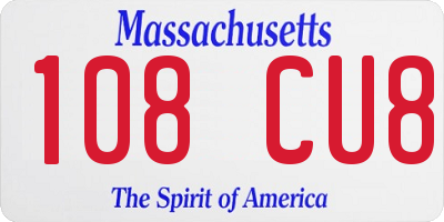 MA license plate 108CU8