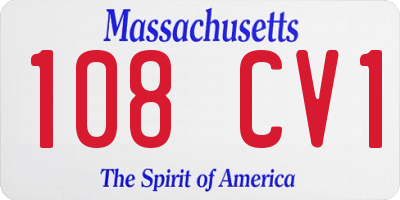 MA license plate 108CV1