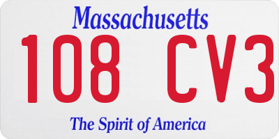 MA license plate 108CV3