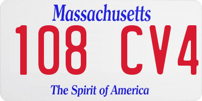 MA license plate 108CV4