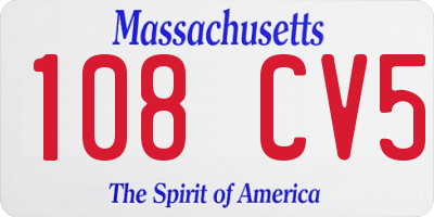 MA license plate 108CV5