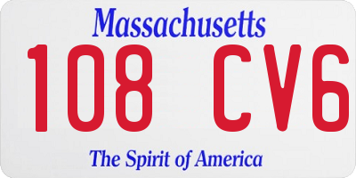 MA license plate 108CV6