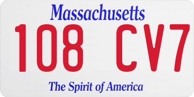 MA license plate 108CV7