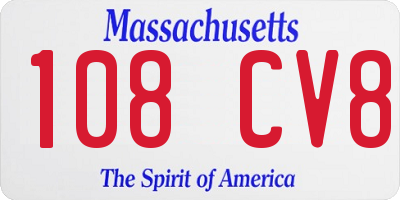 MA license plate 108CV8