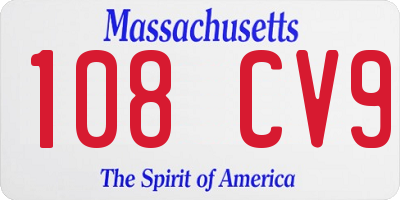 MA license plate 108CV9